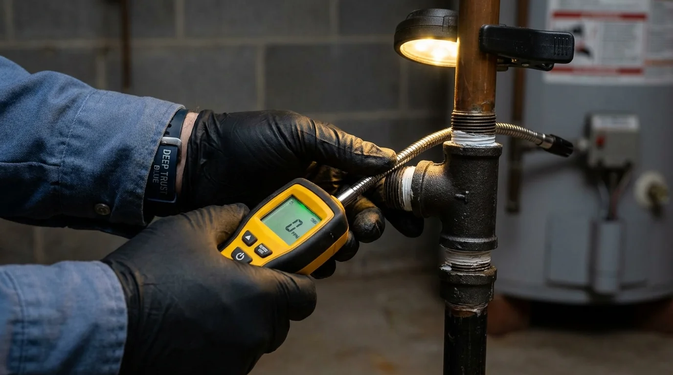 Gas leak detection with electronic sniffer by Johns Plumbing LLC in Westfield