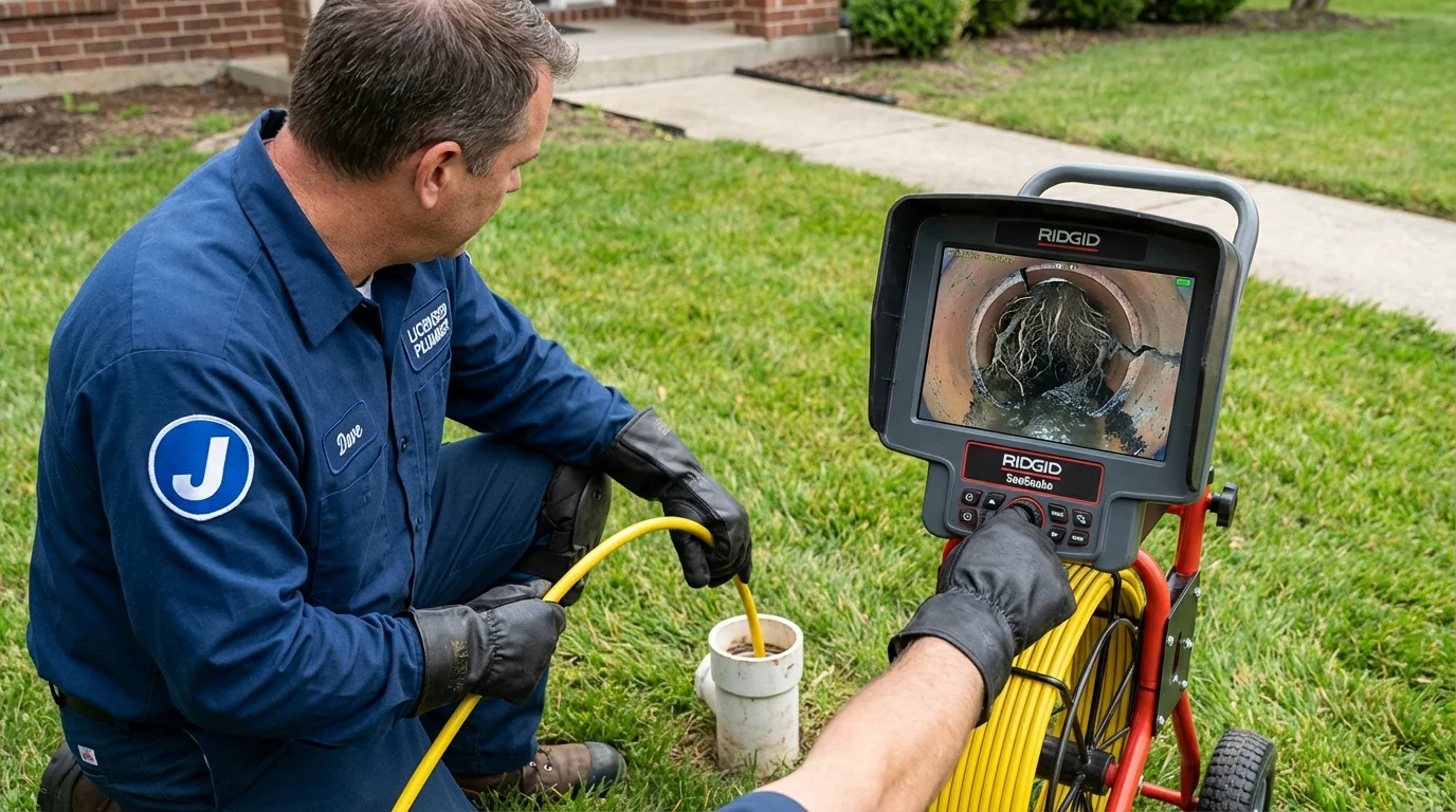 Sewer camera inspection being performed by Johns Plumbing LLC in Westfield