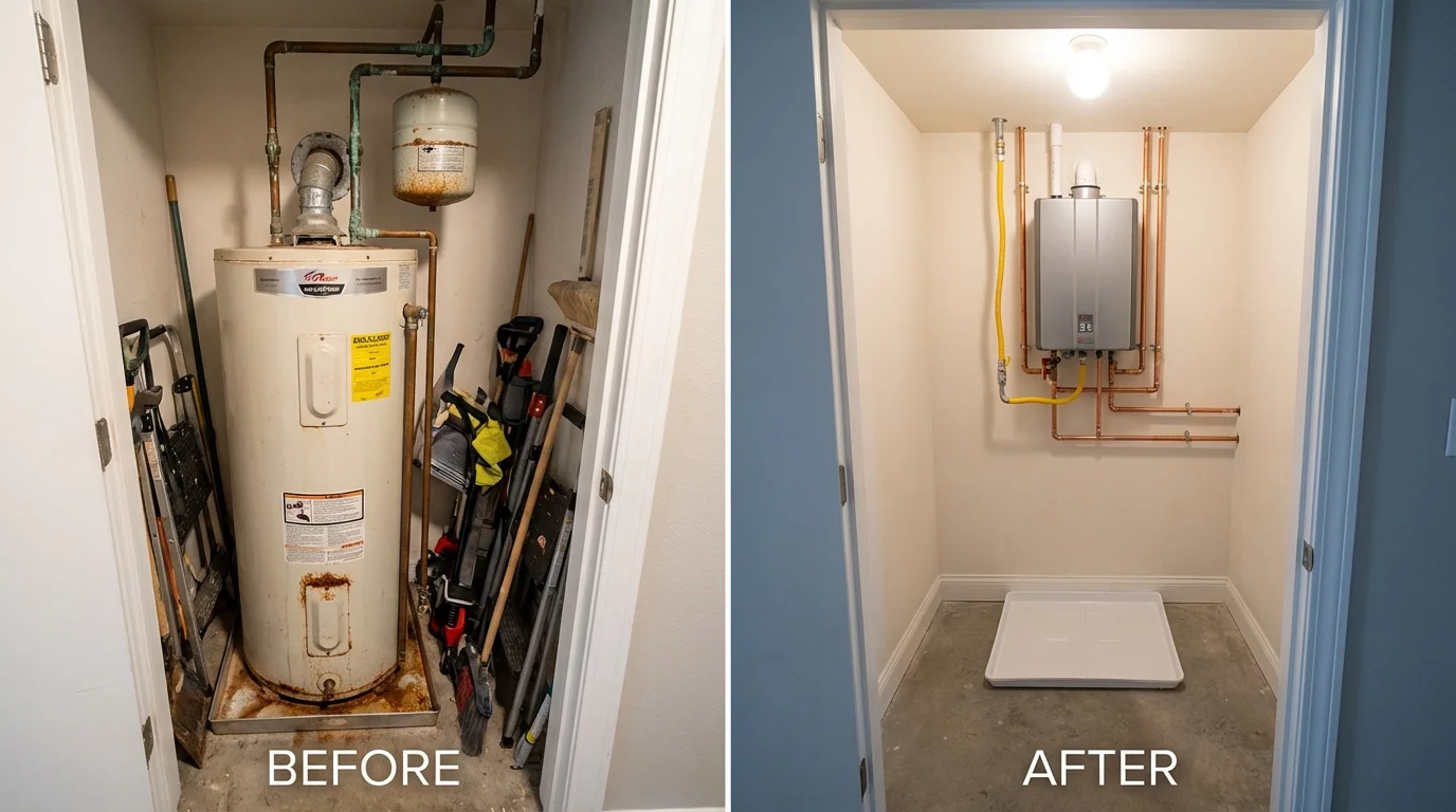 Tank water heater versus wall-mounted tankless unit comparison for Westfield, PA homeowners